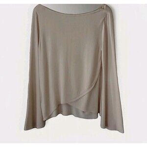 White House Black Market Ivory Sweater sz Large Bell Sleeves Boho Classic Chic